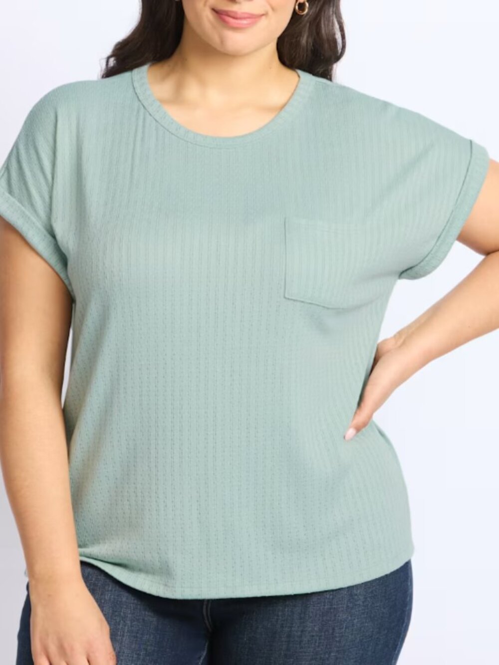 NWT Staccato SS Sweater Knit Tee - 1X - Picture 2 of 5